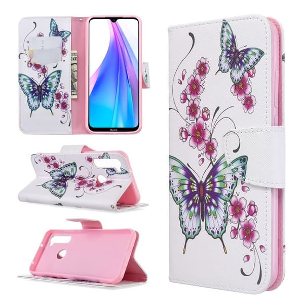 Wonderland Xiaomi Redmi Note 8T etui – Sommerfugl og Blomster Multicolor