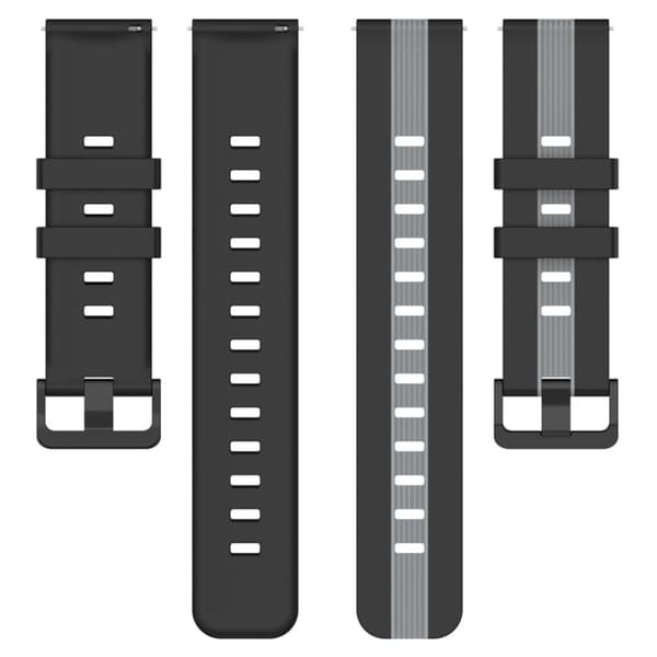 22 mm universalarmband i tvåfärgad silikon - Svart / Grå Svart