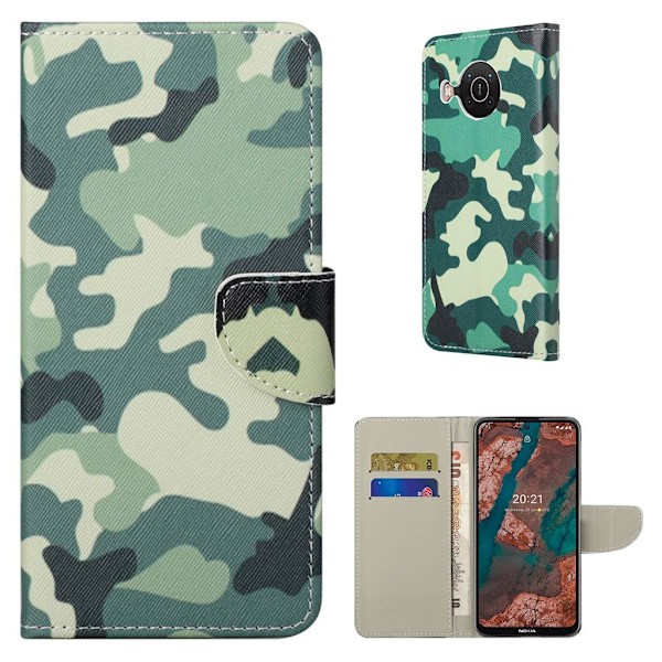 Wonderland Nokia X10 / X20 Flip etui - Camouflage Green