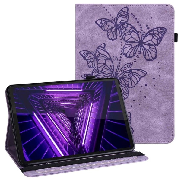 Lenovo Tab M10 Plus (Gen 3) butterfly pattern leather case - Pur Purple