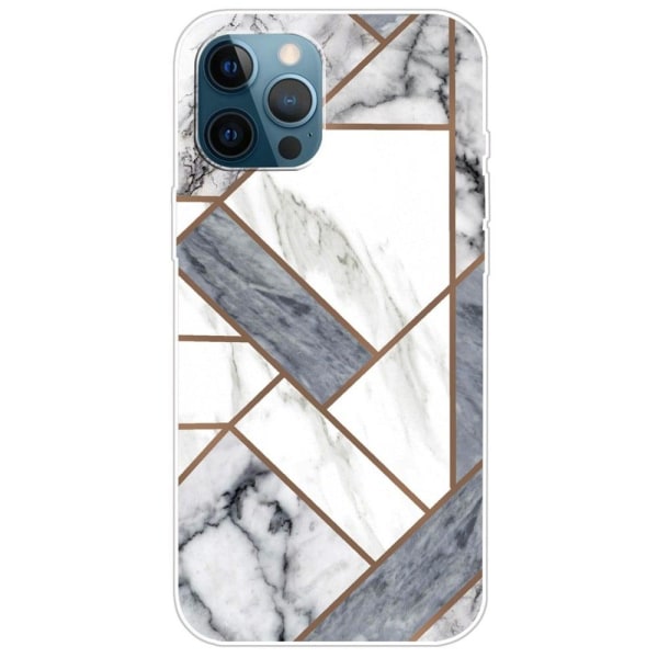 Marble design iPhone 14 Pro kotelot - Harmaa / Valkoinen Marmori Laatta White