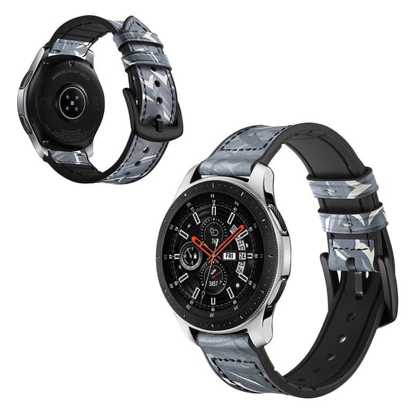 Samsung Galaxy Watch (46mm) naudannahkainen ranneke - Harmaa Silver grey