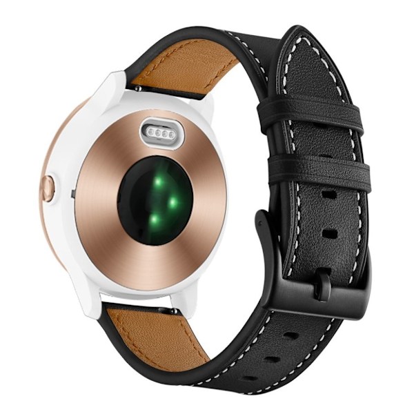 Garmin Vivoactive 3 / Vivomove HR ægte læder Urrem - Sort Black
