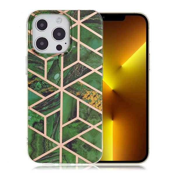 Marble iPhone 13 Pro Max Etui - Green Rhombus Green