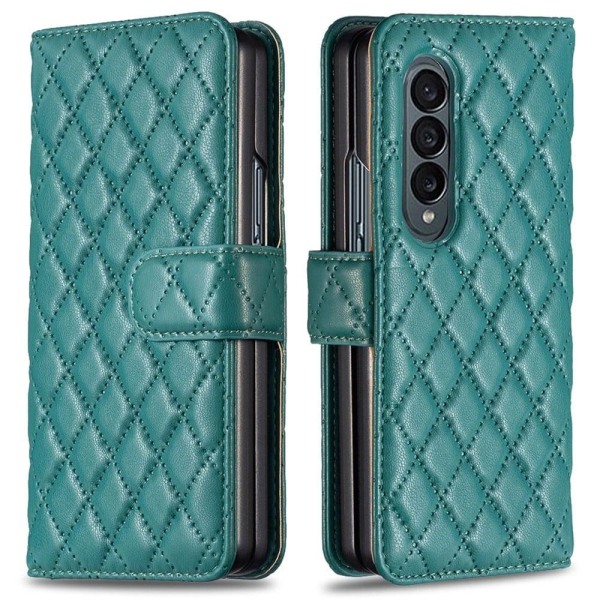 Rhombus Mønster Matte Flip Case til Samsung Galaxy Z Fold4 - Grø Green