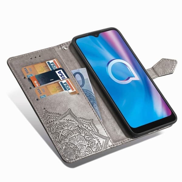 Mandala Alcatel 1s (2020) Flippetui - Grå Silver grey