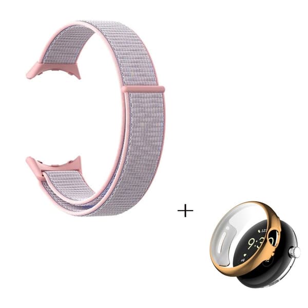 Google Pixel Watch nylonklokkerem med deksel i rosa gull - Rosa Pink