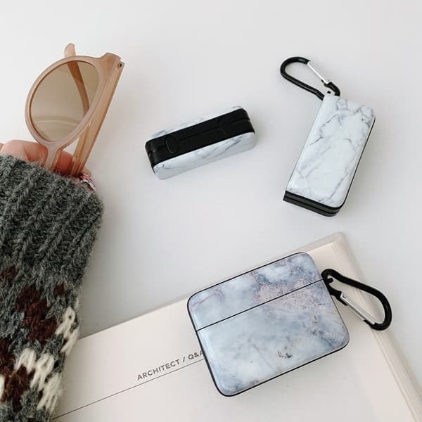 Airpods Pro marmorikuvioinen kotelo - Vaalean Harmaa Silver grey