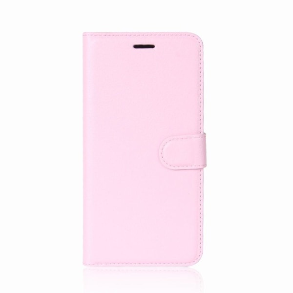 Huawei P30 Lite litchi skin plånboksfodral i läder - svart Rosa