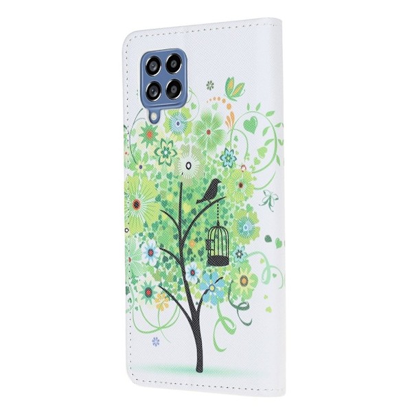 Wonderland Samsung Galaxy M53 5G flip kuoret - Vihreä Puu Green
