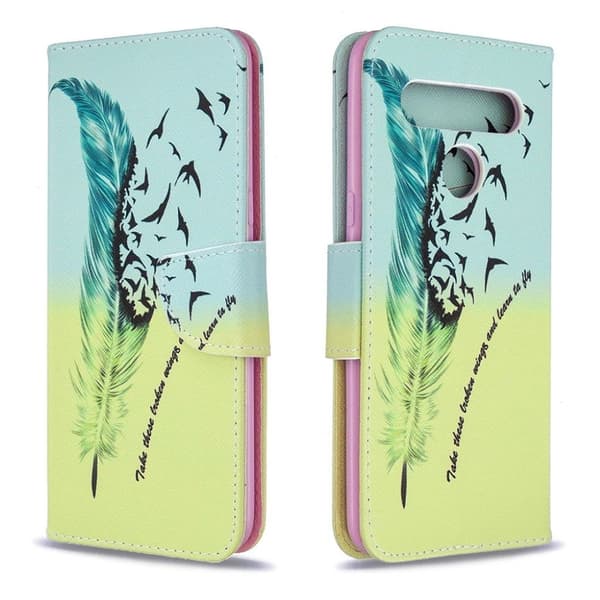Wonderland LG K61 Etui - Fjermønster Multicolor