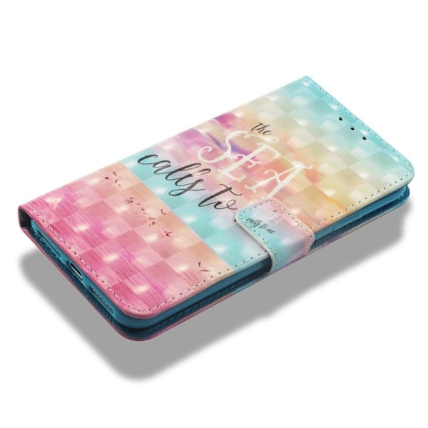 iPhone Xs Max mønstret læder flip cover - Engelske Tegn Multicolor