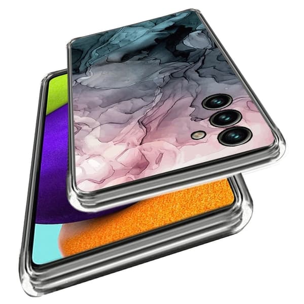Marble Samsung Galaxy M14 Suojakotelo - Rose And Greyish Blue Clouds Blue