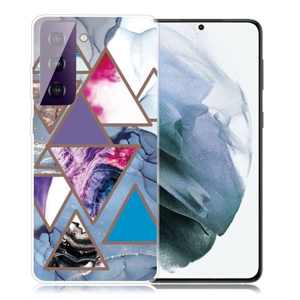 Marble Samsung Galaxy S21 Plus Etui - Triangle Patterns in Marble Multicolor
