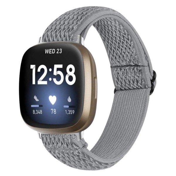 Fitbit Sense / Versa 3 elastic watch strap with adjustable buckl Silvergrå