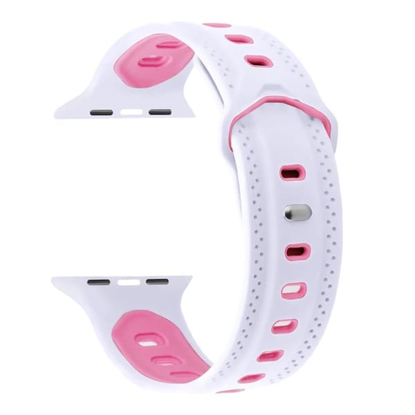 Apple Watch (45 mm) tofarvet silikone-urrem - Hvid / Lyserød White