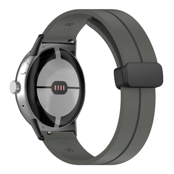 Google Pixel Watch silikoninen ranneke - Musta Solki / Tummanharmaa Silver grey