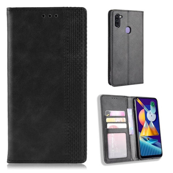 Bofink Vintage läder Samsung Galaxy A11 fodral - Svart Svart
