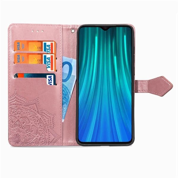 Mandala Xiaomi Redmi Note 8 Pro etui i lær - Rose Gull Pink