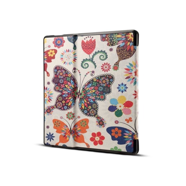 Amazon Kindle Oasis (2019) tyylikäs kuvio nahkainen flip case - Perhoset Multicolor