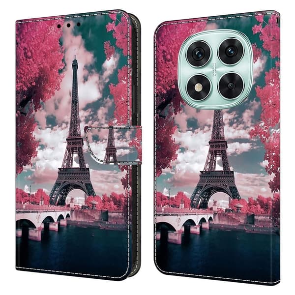 Xiaomi Redmi Note 14 Pro+ 5G plånboksfodral mönster tryck stativ läder flip telefonskal - Eiffeltornet Rosa