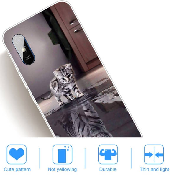 Deco Xiaomi Redmi 9A Etui - Katt Silver grey
