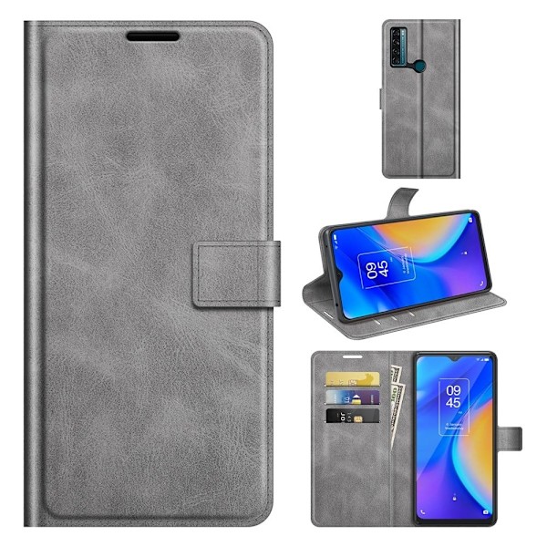 Lompakko Nahkakotelo For Tcl 20 Se - Harmaa Silver grey