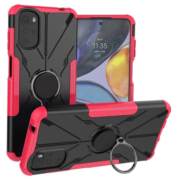 Kickstand-cover med magnetisk plade til Motorola Moto E32 / G22 - Rose Pink