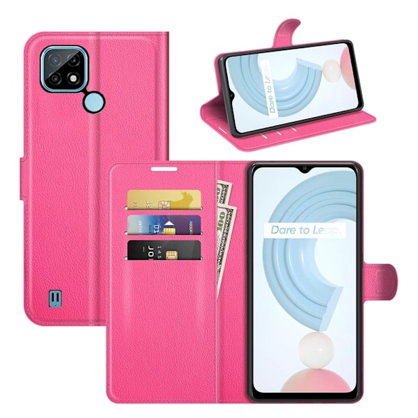 Klassisk Realme C21 flip etui - Pink Pink