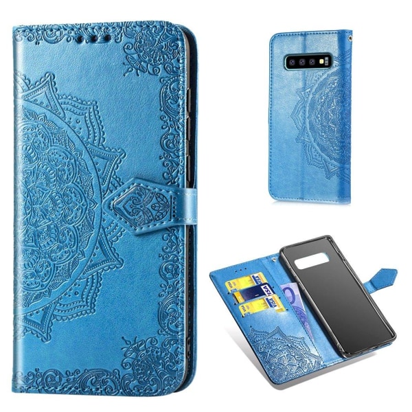 Mandala läder Samsung Galaxy S10 Plus fodral - Blå Blå