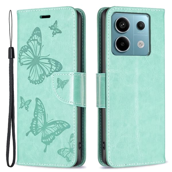 Butterfly läder Xiaomi Redmi Note 13 Pro 4G fodral - Grön Grön