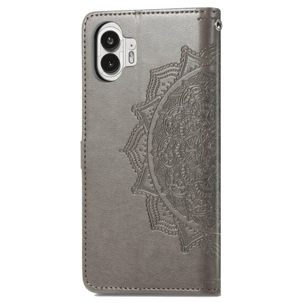 Mandala läder Nothing Phone (2) fodral - Silver/Grå Silvergrå