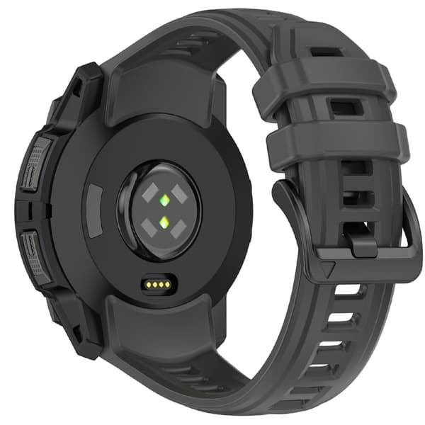 22 mm silikonrem Garmin Instinct 3 Solar / Instinct 3 AMOLED 45 mm erstatningsarmbånd - Mørkegrå Silver grey