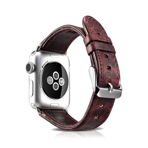 iCarer Classic Apple Watch Series 5 40mm ægte læder urrem - Vinr Red