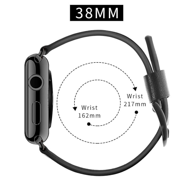 Apple Watch Series 5 40mm cool edge ægte læder Urrem - Sort Black