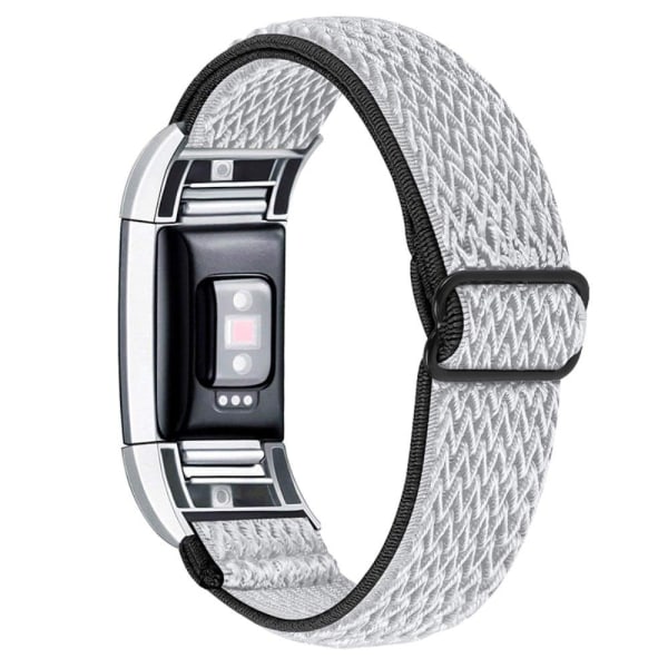 Fitbit Charge 2 nylon elastic watch strap - Black / White Vit