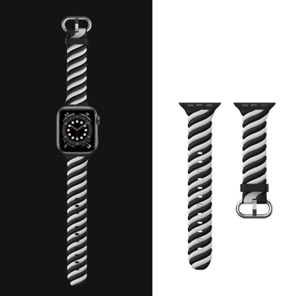 Apple Watch 42mm - 44mm ainutlaatuinen väri twist silikoni ranneke - Musta / Valkoinen White