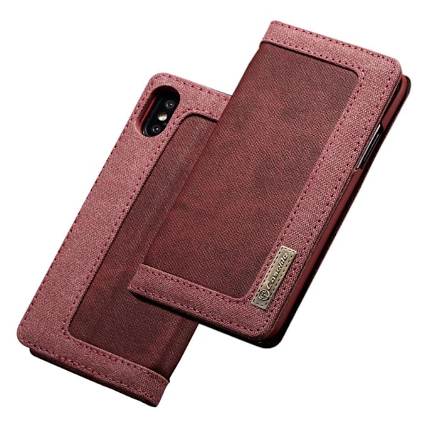 iPhone Xs Max CASEME kangas pinnoitettu synteetti nahkainen lompakko suojakotelo - Punainen Red