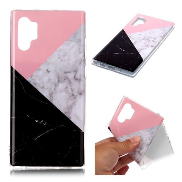 Marmormotiv Samsung Galaxy Note 10 Plus skal - Rosa / Vit / Svart Marmor multifärg