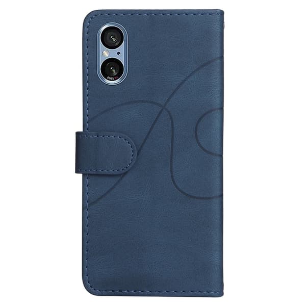 Teksturert læretui med stropp for Sony Xperia 10 VI - Blå Blue
