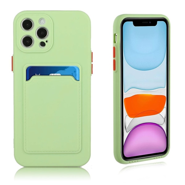 Card Holder Deksel til iPhone 12 Pro Max - Lysegrønn Green