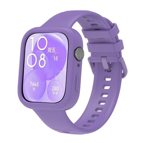 Huawei Watch Fit 3 Silicone Case Hollow Shockproof Watch Protective Frame - Purple Lila
