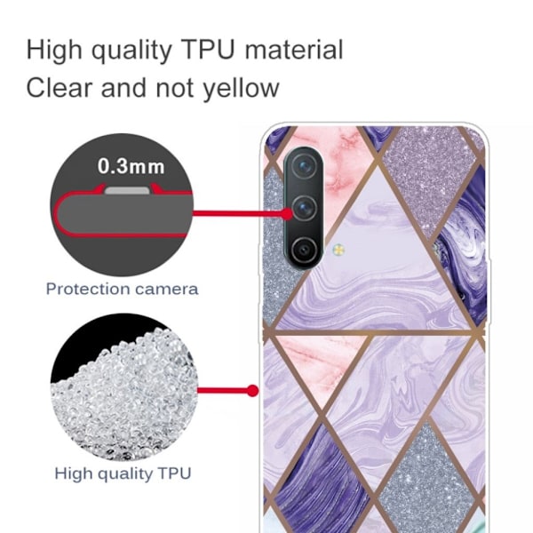 Marmormotiv OnePlus Nord CE 5G skal - Trianglar Och Diamantmarmor multifärg