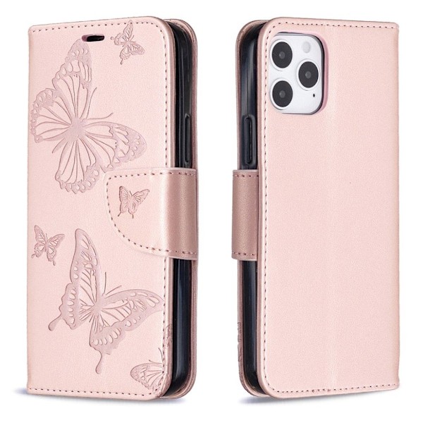 Butterfly iPhone 12 / 12 Pro Flippetui - Rose Gull Pink