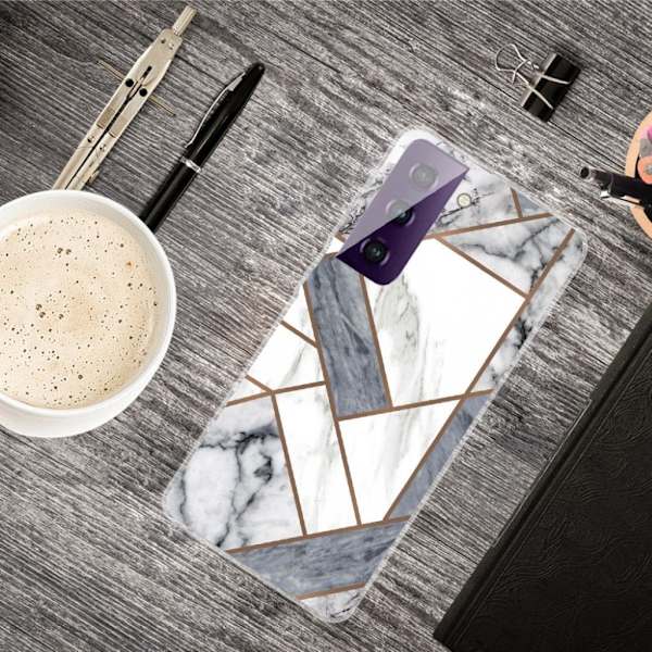 Marble Samsung Galaxy S21 FE Etui - Grå / Hvit Klinkekule Tile Multicolor