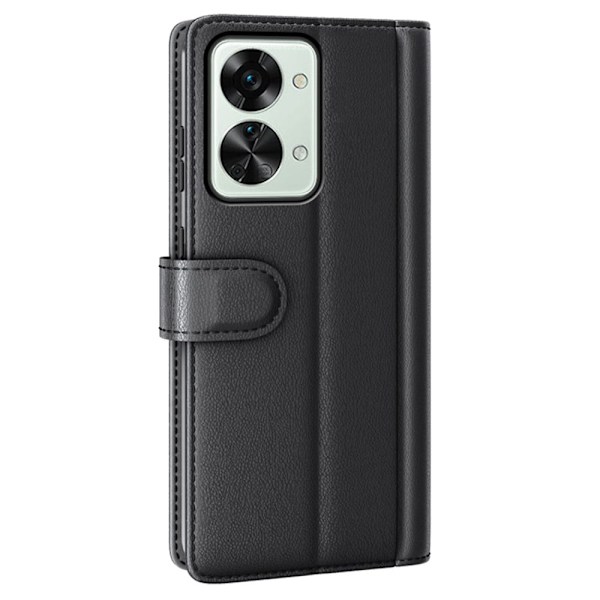 Äkta läder OnePlus Nord 2T fodral med korthållare Svart