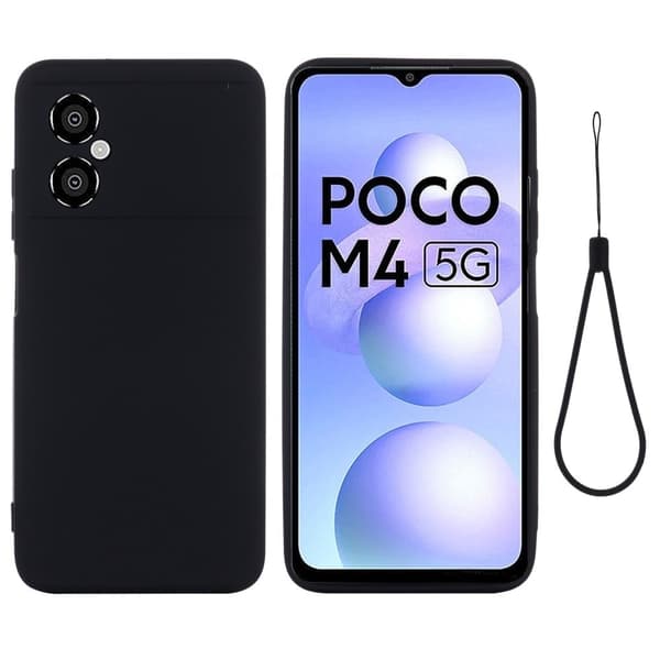 Matt flytende silikondeksel for Xiaomi Poco M4 5G - Svart Black