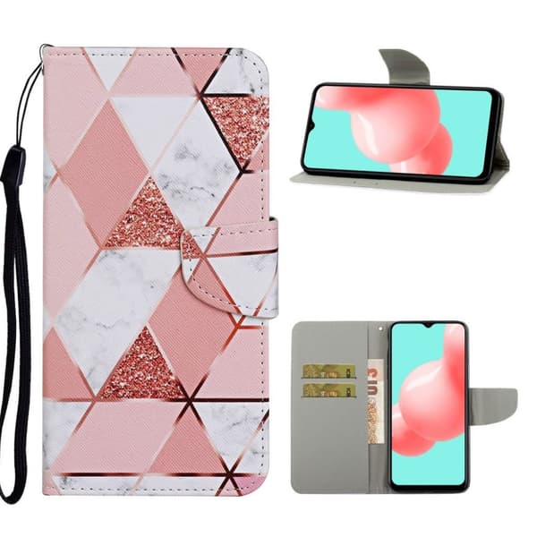 Wonderland Samsung Galaxy A12 5G Flip etui - Rhombus Pink