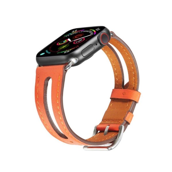 Apple Watch Series 5 44 mm klockarmband i koskinn - Orange Orange