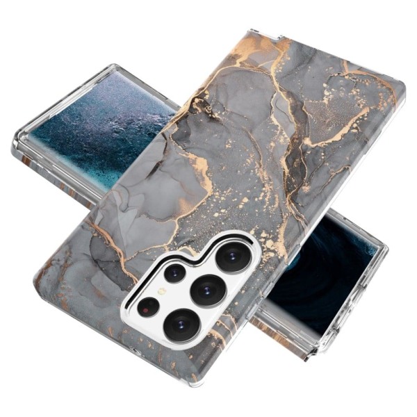 Marble Samsung Galaxy S23 Ultra Suojakotelo - Greyish Gold Silver grey
